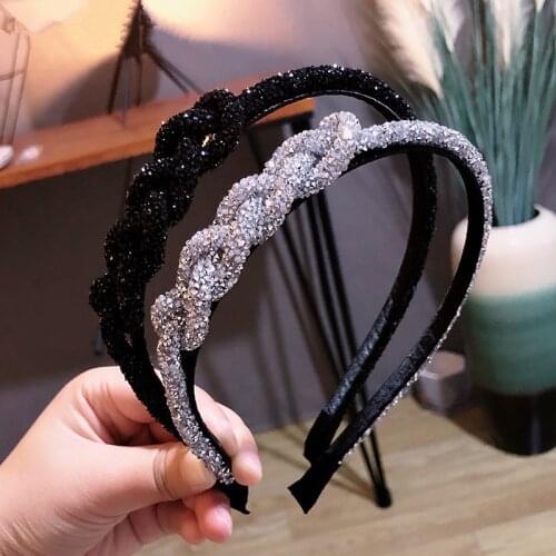Women Hairbands Rhinestone Weaving Headbands for Women Designer Fairy Crystal Head Hair Hoop Headdress Simple Hair Accessories