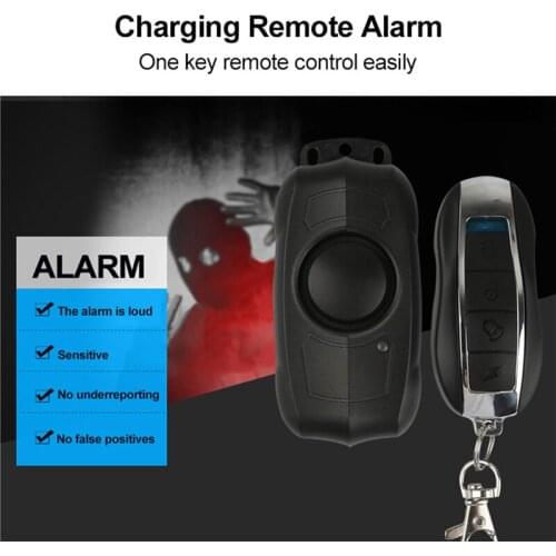 Vehicle Burglar Alarm, High-pitched USB Charging IPX4 Waterproof Wireless Remote Control Tool for Home Property Security