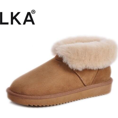 Wholesale/Retail ! Classic Waterproof Genuine Sheepskin Leather Snow Boots Warm Shoes For Women