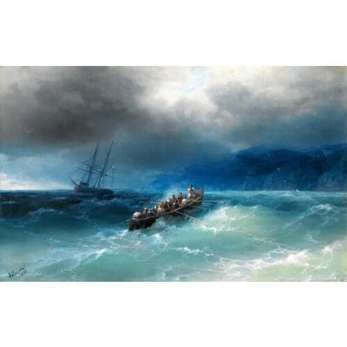 Wholesale art-Ivan Aivazovsky Sea seascape Storm over the Black Sea 1893 GOOD PRINT ART painting ON CANVAS--free shipping