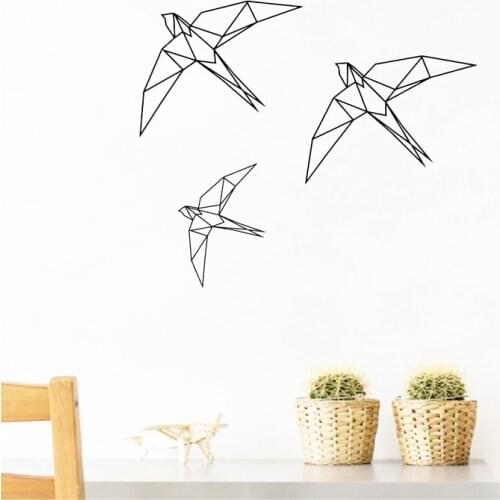 Origami Birds Vinyl Wall Sticker Geometry Animal Birds Flying Wall Decals Home Living Room Kids Room Modern Nature Art Decor