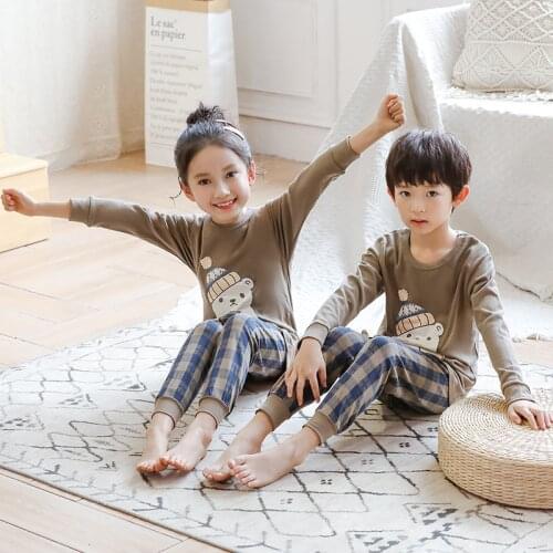 Winter Childrens Cartoon Sleepwear Pajamas Sets For Boys Girl 100% Cotton Pyjamas Kids Baby Girls Clothes Christmas Pijama Suit