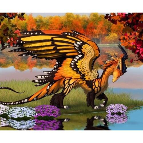 Full square wall stickers Cuadros diamond painting 5D kit set haft diamentowy Cross stitch landscape animal Dragon flower Mosaic