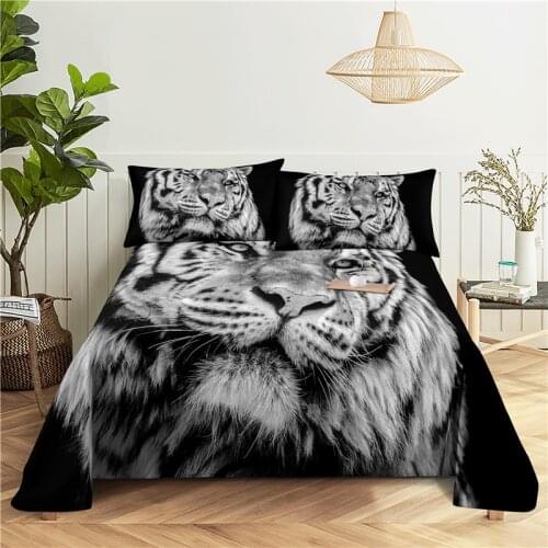 Tiger 0.9/1.2/1.5/1.8/2.0m Digital Printing Polyester Bed Flat Sheet With Pillowcase Print Bedding Set