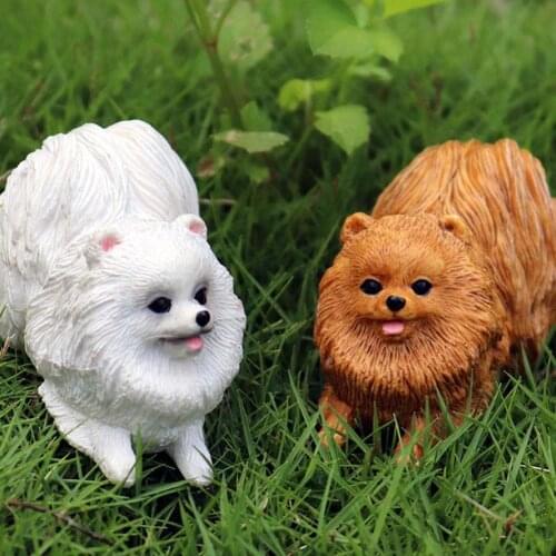 Lovely Pomeranian Dog Animal Action Figure Model Home Decor Education Kids Toy plastic Simulation student gifts kids toys
