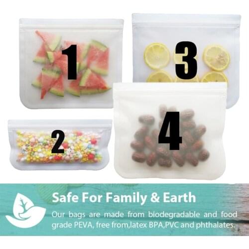 PEVA Food Storage Bag Translucent Frosted Reusable Refrigerator Silicone Fresh-keeping Bag Fruit Meat Milk Food Container