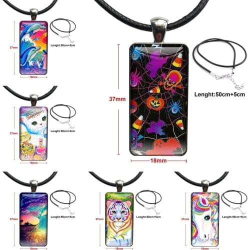 Rainbow Inspiring Art Lisa Frank Glass Pendant Galaxy Pendant Necklace Women Steel Plated Necklaces Jewelry For Schoolgirl Maxi