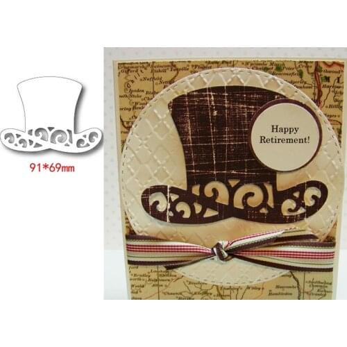 Gentlemans Hat Noble Hollow Magic Knight Hat Metal Cutting Dies Scrapbooking Album Paper DIY Cards Crafts Embossing Dies New