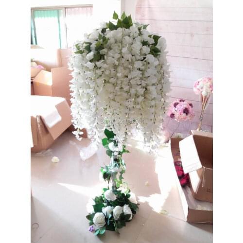 SPR 95cm Wisteria flower vine rattan wedding arch square artificial flowers wall backdrop table centerpiece decoration flores