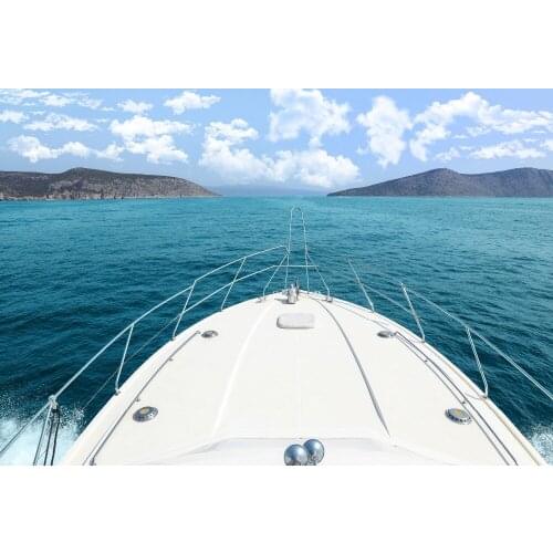 VinylBDS 5x7ft Photo Background Sea Wedding Backdrops Blue Sky and Beach Background Yacht Wedding Backdrop for Photo Studio