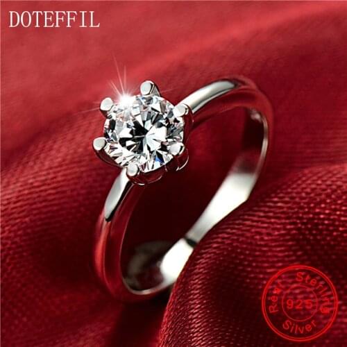 925 Sterling Silver Ring Classic Fashion Inlaid AAA Zircon Crystal Woman Ring Charm Luxury 100% Silver Female Jewelry