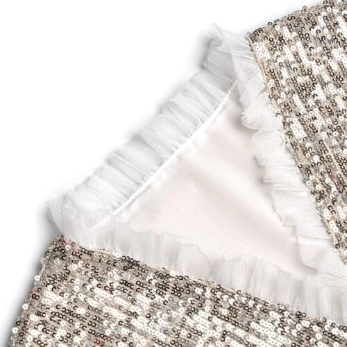 Gold Sequins Dress 2020 Summer New Short Sleeves Elegant Runway Designer High Waist Night Club Party Mini Dresses Women