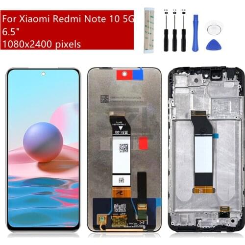 IPS LCD for Xiaomi Redmi note 10 5g Lcd Display Touch Screen Digitizer Assembly With Frame M2103K19G Replacement Repair Parts