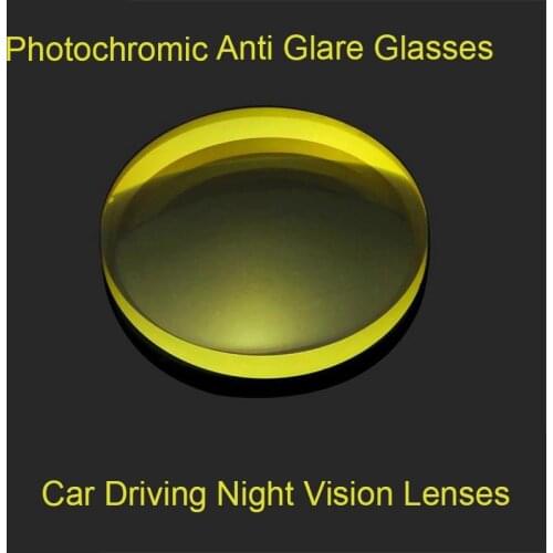 1.56 Prescription Photochromic Anti Glare Glasses Lens Women Men Safety Car Driving Eyeglasses Lens Yellow Night Vision UV Oculo