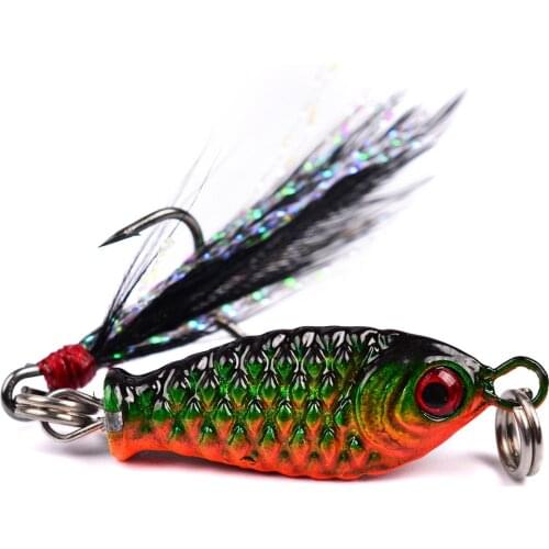 1pcs 6.4g swimbait Fishing Lure wobblers spinner metal lures vib Hard Baits With Feather Treble Hook spinnerbait fishing tackle