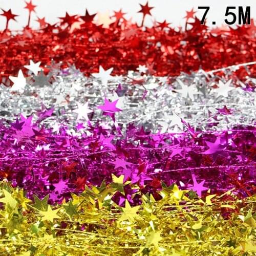 1PCS 7.5M Christmas Tree Hanging Star Pine Tinsel Stars Rattan Garland Christmas Decoration Ornament