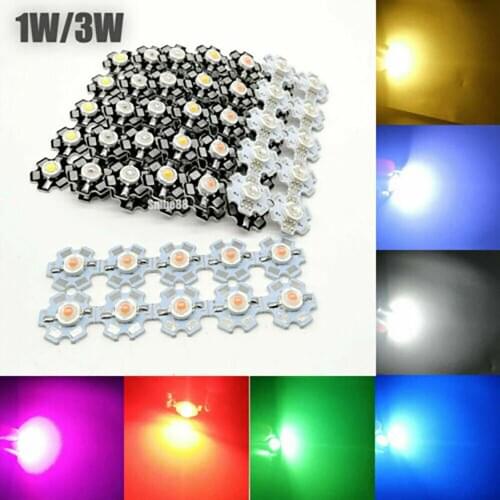 10pcs 1W 3W 5W Watt High Power LED SMD Chip UV White Blue Deep Red RGB Beads With PCB