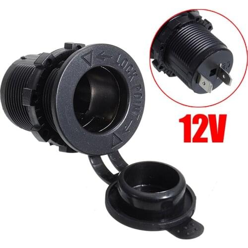 12V Black Cigarette Lighter Sockets Waterproof Car Boat Motorcycle Cigarette Lighter Socket Power Plug Outlet 3.7x3.7x5.8cm