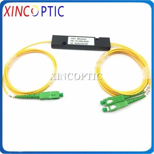 20/80,1X2 FBT Fiber Coupler,SM,Dual Window,1310/1490,2.0mm,1M,ABS Pacakge:90*20*10,SC/APC,1*2 Double Window Fiber Optic Splitter