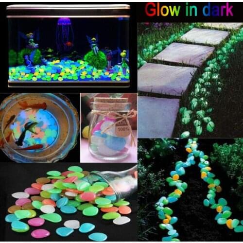 25/50PCS Night Luminous Stone Fish Tank Decorations Aquarium Accessories Luminous Stone Garden Holiday Ornaments Pebbles Toys