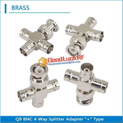 Q9 BNC 4 Way Splitter Adapter BNC Male to Triple 3 Way BNC female 4 way "+" Type RF Video Coaxial Connector for CCTV Camera