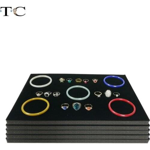 5pcs/lot Jewelry Foam Tray Inserts Liners Grey/Black Velvet Jewelry Rings Bracelet Watch Showed