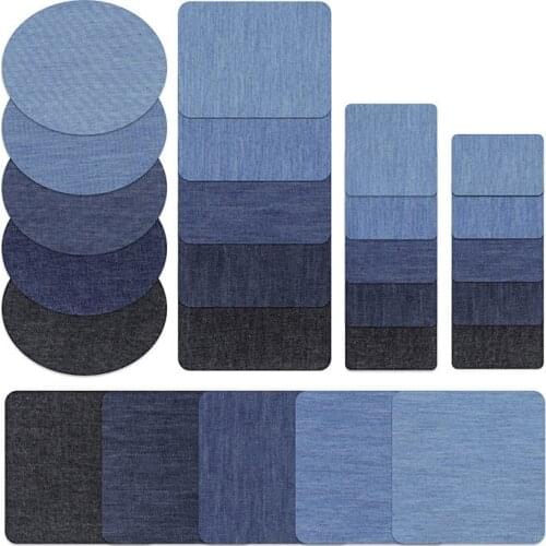 5Pcs Denim Jean Repair Patches Clothing Iron on Fabric Patches Iron-On Repair Patch Kit For Jacket Jean Cloth 5 Colors