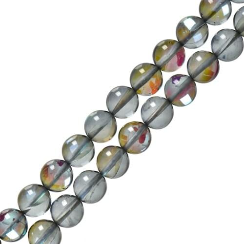 6/8/10mm Coloured Black Flash Crystal Loose Beads For jewelry Bracelets 15inch H767