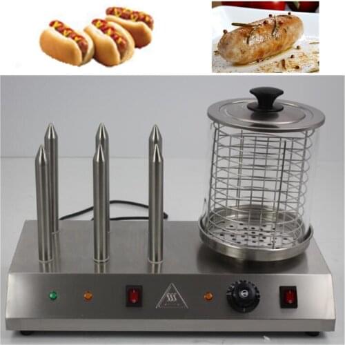 6 heating stick Electric Sausage grilled insulation Display Machine Hot dog Warmer Machine Commercial Sausage Hotdog Grill Maker