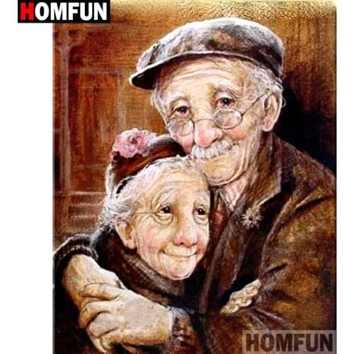 HOMFUN Full Square/Round Drill 5D DIY Diamond Painting "Old man oil painting" Embroidery Cross Stitch 3D Home Decor Gift A10313