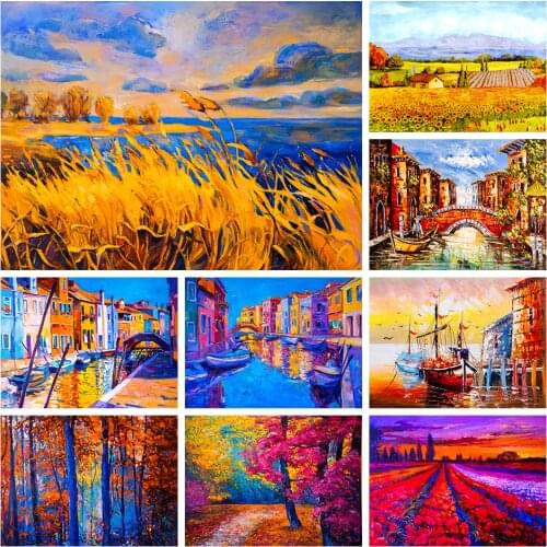 Diy Forest Landscape Diamond Painting Cross Stitch Kit Abstract Watercolor Painting 5D Mosaic Flower Rhinestone Embroidery