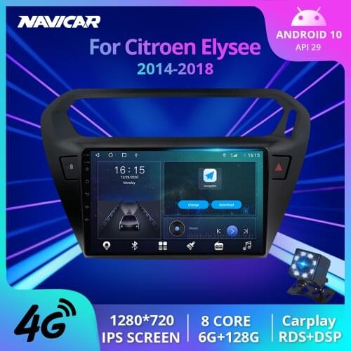 NAVICAR 2Din Android10.0 Car Radio For Peugeot 301 Citroen Elysee 2014-2018 Stereo Receiver GPS Navigation Auto Radio Car Video