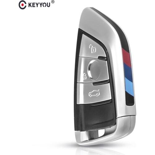 KEYYOU Car Smart Key Shell Fob Case For BMW 1 2 7 Series X1 X5 X6 X5M X6M 3 Buttons Auto Remote Key Cover With Uncut Blade