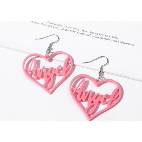 Exaggerated pink love retro new trendy net red earrings