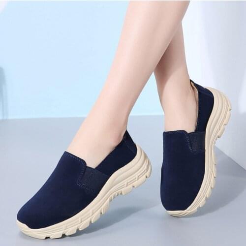 Big Size 35-43 Fashion Shoes Woman Genuine Leather Sneakers Spring Autumn Femininos Slip On Casual Platform Increase 4CM Loafers