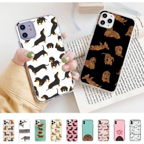 FHNBLJ Dachshund Silhouette Dog Phone Case for iPhone 8 7 6 6S Plus X 5S SE 2020 XR 11 12 pro XS MAX