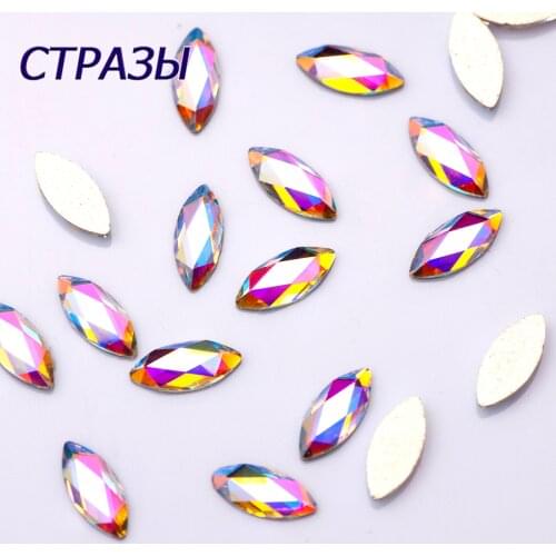 Color Crystal Glitter Rhinestones Adhesive Navette Nail StrassGlass Horse Eyes Stones For Needlework Handicrafts Accessories