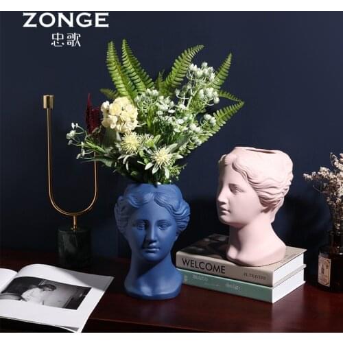 Nordic Venus Head Ceramic Statue Vase Home decoration Living Room Bedroom Desktop Courtyard Flower Sculpture dress up Ornaments
