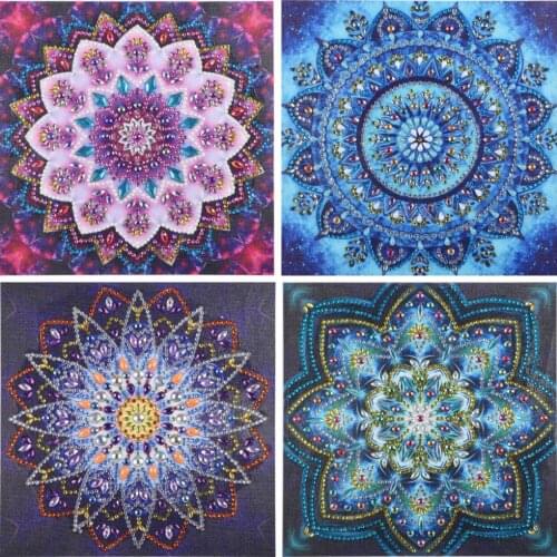 Huacan 5D DIY Diamond Painting Special Shape Rhinestone Mandala Flower Partial Diamond Mosaic Embroidery Home Decoration