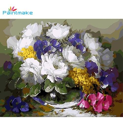 Paintmake Frameless Picture DIY Painting By Numbers For Home Room Decor Art Picture Gifts Oil Painting on Canvas Flower 40*50cm