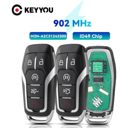 KEYYOU 902MHz M3N-A2C31243300 Smart Remote Car Key Fob for Ford Explorer Edge Mustang F150 F250 F450 350 Super Duty ID49 Chip
