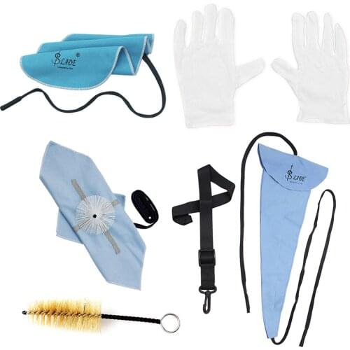 M MBAT Saxophone Cleaning Kit Including Cleaning Cloth Mouthpiece Brush Gloves Sax Neck Strap Wood Instrument Maintenance Tool