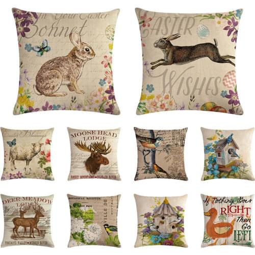 Cute Animal Cow Rabbit Pig Cushion Cover Moose Head Lodge Beer Meodow Rainbow Kitty Pillowcase Home Living Room Decorate ZY1100
