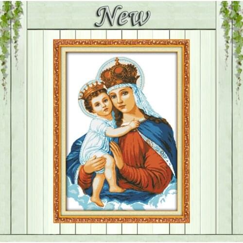 The deep love of mon and daughter Madonna Counted Printed on canvas DMC 11CT 14CT Cross Stitch Sets embroidery kits Needlework