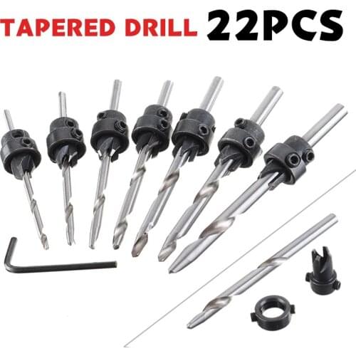 22pcs Countersink Drill Bit Set Reamer Woodworking Chamfer Drill Counterbore Pilot Hole Cutter Screw Hole Drills