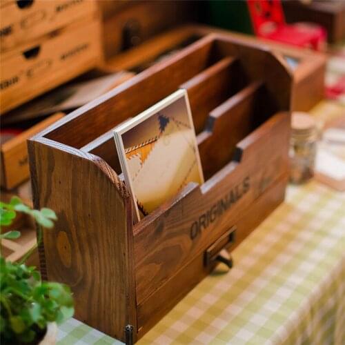 Desktop Wooden Case Decorative Storage Container Boxes Wood Box Pencil Vase Jewellery Treasure Chests Storage Holder Supplies