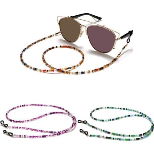 Kids Women Bead Face Mask Chain Necklace Sunglasses Glasses Chain Lanyard Strap Necklace Tortoiseshell Fine Color Beaded Jewelry