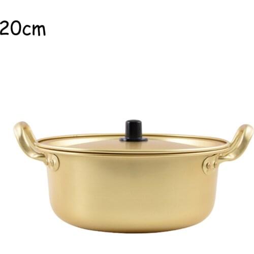 Golden Korean Noodle Pot With Cover Quick heating pot Aluminum Portable