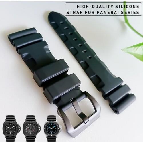 Watch Accessories Silicone Watchbands Fit For Panerai LUMINOR PAM 441 111 Soft Rubber Men Watch Bracelet Watch Band Watch Strap