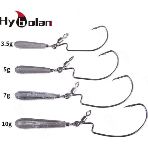The New 5pcs/lot Exposed Lead with crank Fishing Hooks 3.5g 5g 7g 10g Weedless Offset Worm Hooks Texas Rigs Accessories tool